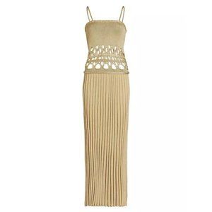 Christopher Esber Crochet Torso Cami Dress Gold S